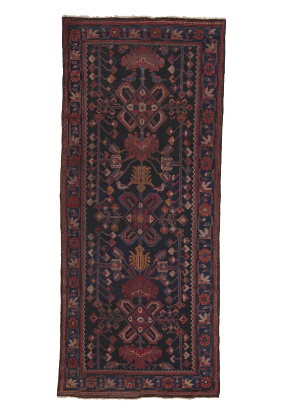 30296 Persian Rug Bakhtiari Handmade Runner Tribal Vintage 3'2'' x 8'6'' -3x9- Blue Red Geometric Design