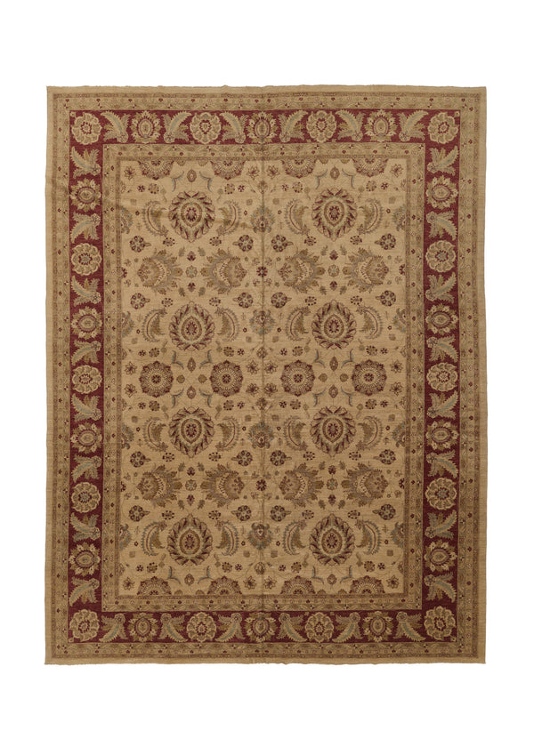 30302 Oriental Rug Pakistani Handmade Area Transitional 13'7'' x 17'10'' -14x18- Whites Beige Red Floral Oushak Design