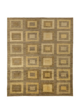 30355 Oriental Rug Pakistani Handmade Area Modern 8'1'' x 9'9'' -8x10- Yellow Gold Whites Beige Geometric Design