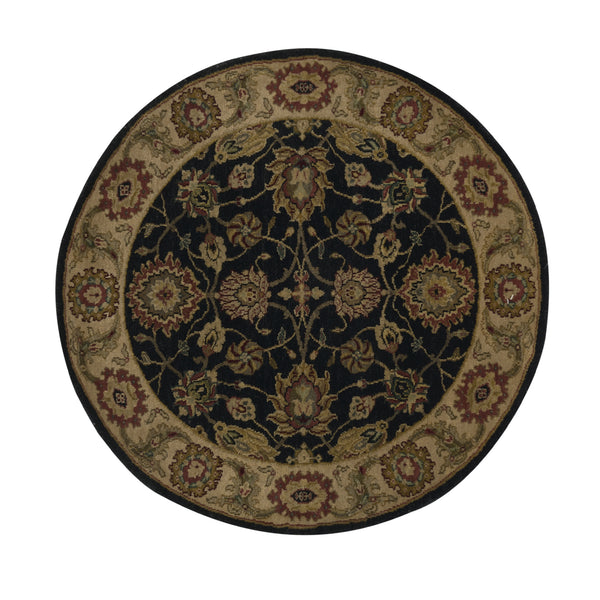 Rugstore Shop Ltd Traditional Oriental Round Rug – 100% Polypropylene, Thick Soft Pile, Red/Black/Green/Ivory