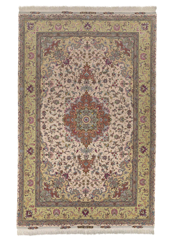 30414 Persian Rug Tabriz Handmade Area Traditional 6'8'' x 9'9'' -7x10- Pink Blue Naghsh Floral Design