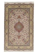30418 Persian Rug Tabriz Handmade Area Traditional 6'6'' x 9'11'' -7x10- Pink Green Naghsh Floral Design
