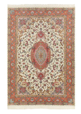 30423 Persian Rug Tabriz Handmade Area Traditional 6'7'' x 9'9'' -7x10- Whites Beige Orange Naghsh Floral Design