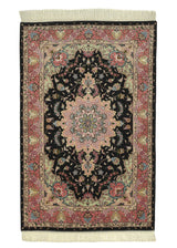 30434 Persian Rug Tabriz Handmade Area Traditional 3'3'' x 5'0'' -3x5- Pink Black Floral Naghsh Design