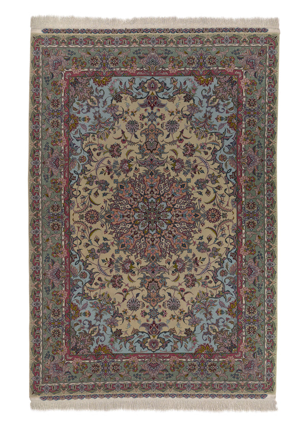 30450 Persian Rug Tabriz Handmade Area Traditional 5'3'' x 7'11'' -5x8- Pink Green Floral Design