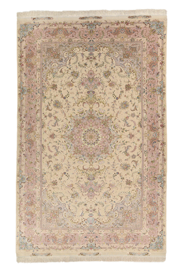 30469 Persian Rug Tabriz Handmade Area Traditional 6'6'' x 10'2'' -7x10- Pink Naghsh Floral Design