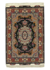 30482 Persian Rug Tabriz Handmade Area Traditional 3'3'' x 4'10'' -3x5- Pink Black Green Floral Naghsh Design