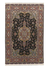 30522 Persian Rug Tabriz Handmade Area Traditional 6'6'' x 10'0'' -7x10- Black Pink Naghsh Floral Design