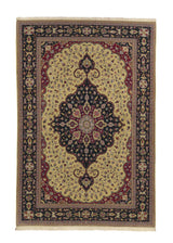 30539 Persian Rug Kashan Handmade Area Traditional 6'8'' x 9'8'' -7x10- Yellow Gold Blue Floral Design