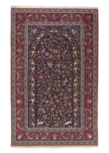 30543 Persian Rug Kashan Handmade Area Traditional 4'8'' x 7'5'' -5x7- Red Blue Tree of Life Animals Floral Design