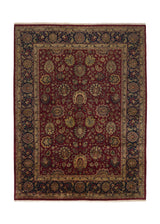 30573 Oriental Rug Indian Handmade Area Traditional 9'1'' x 12'2'' -9x12- Red Blue Floral Design