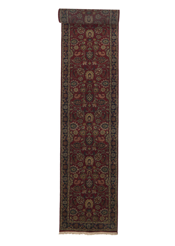 30577 Oriental Rug Indian Handmade Runner Traditional 2'7'' x 17'10'' -3x18- Red Blue Floral Design