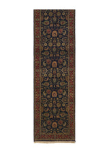 30590 Oriental Rug Indian Handmade Runner Traditional 2'6'' x 15'11'' -3x16- Blue Red Floral Design