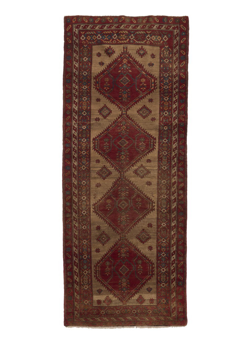30648 Persian Rug Sarab Handmade Runner Antique Tribal 3'5'' x 8'4'' -3x8- Red Whites Beige Geometric Design