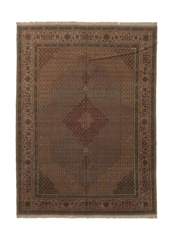 30675 Persian Rug Tabriz Handmade Area Traditional 11'5'' x 15'9'' -11x16- Whites Beige Pink Mahi Fish Design
