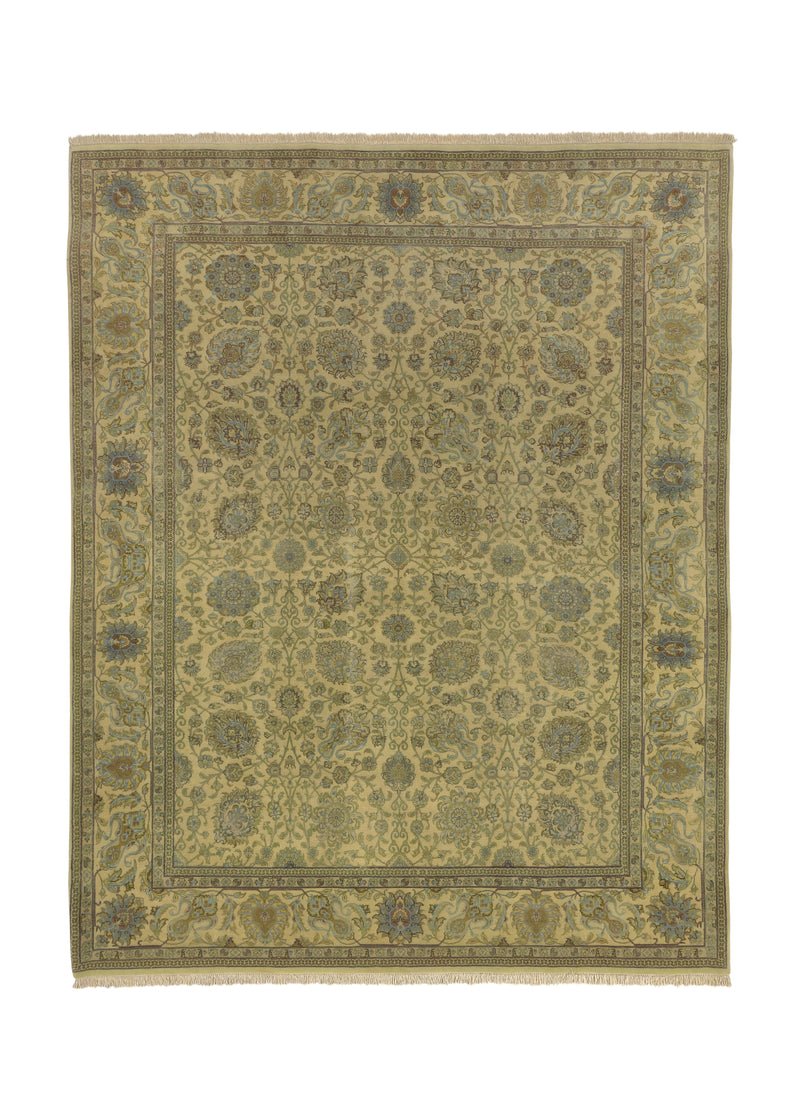 30737 Persian Rug Tabriz Handmade Area Traditional 8'0'' x 10'2'' -8x10- Yellow Gold Floral Design