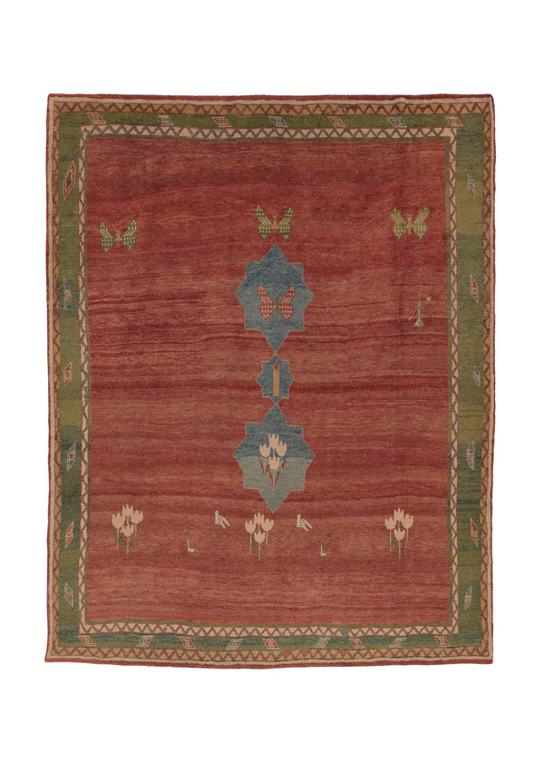 30774 Persian Rug Gabbeh Handmade Area Tribal 9'10'' x 12'8'' -10x13- Red Green Open Design