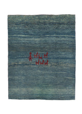 30784 Persian Rug Gabbeh Handmade Area Tribal 4'0'' x 5'2'' -4x5- Blue Open Pictorial Design