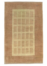 30803 Persian Rug Gabbeh Handmade Area Tribal Neutral 4'0'' x 6'4'' -4x6- Whites Beige Yellow Gold Open Design