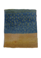 30924 Persian Rug Gabbeh Handmade Area Tribal 1'7'' x 1'11'' -2x2- Blue Yellow Gold Abstract Design