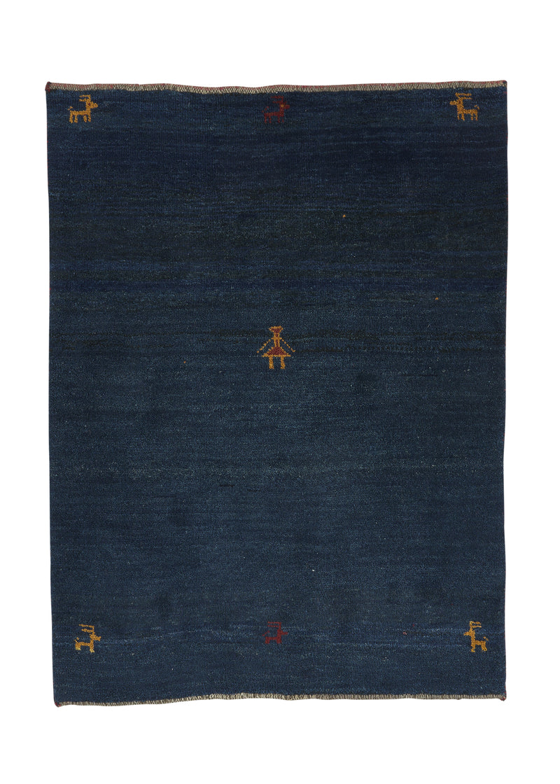 30952 Persian Rug Gabbeh Handmade Area Tribal 3'3'' x 4'4'' -3x4- Blue Open Design