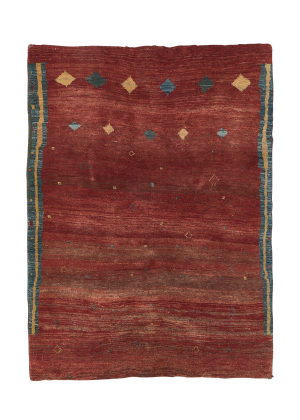 30953 Persian Rug Gabbeh Handmade Area Tribal 3'9'' x 5'3'' -4x5- Red Open Design