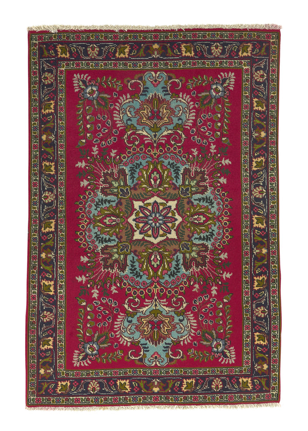 31017 Persian Rug Tabriz Handmade Area Traditional 3'1'' x 4'8'' -3x5- Red Floral Design