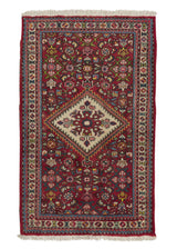 31070 Persian Rug Hamadan Handmade Area Tribal 2'5'' x 3'10'' -2x4- Red Multi-color Geometric Design