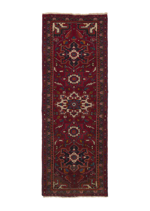 31075 Persian Rug Ahar Handmade Runner Tribal 2'8'' x 7'4'' -3x7- Red Geometric Design