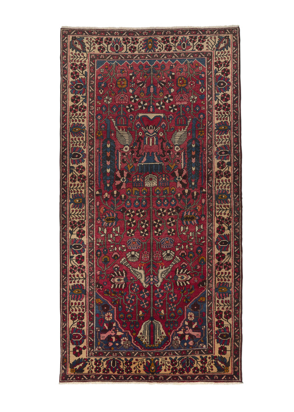 31077 Persian Rug Bakhtiari Handmade Area Tribal 5'3'' x 10'3'' -5x10- Red Tree of Life Animals Design