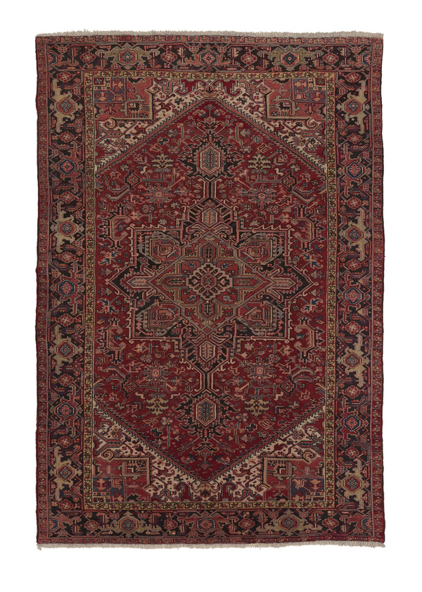 31084 Persian Rug Bakhshayesh Handmade Area Tribal Vintage 7'7'' x 11'6'' -8x12- Red Geometric Design