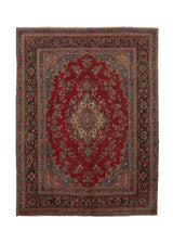 31090 Persian Rug Hamadan Handmade Area Tribal 9'6'' x 12'8'' -10x13- Red Blue Floral Design