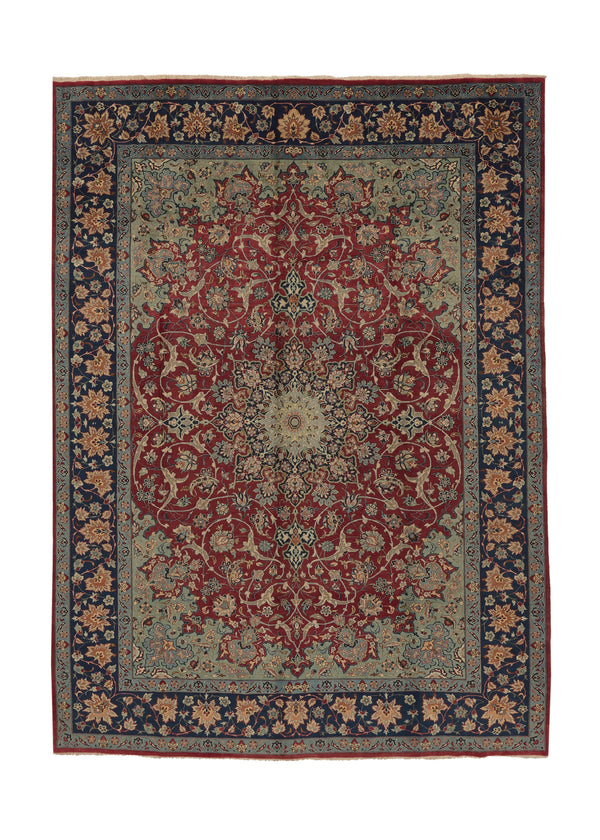 31118 Persian Rug Isfahan Handmade Area Traditional 9'6'' x 13'1'' -10x13- Blue Green Red Floral Design