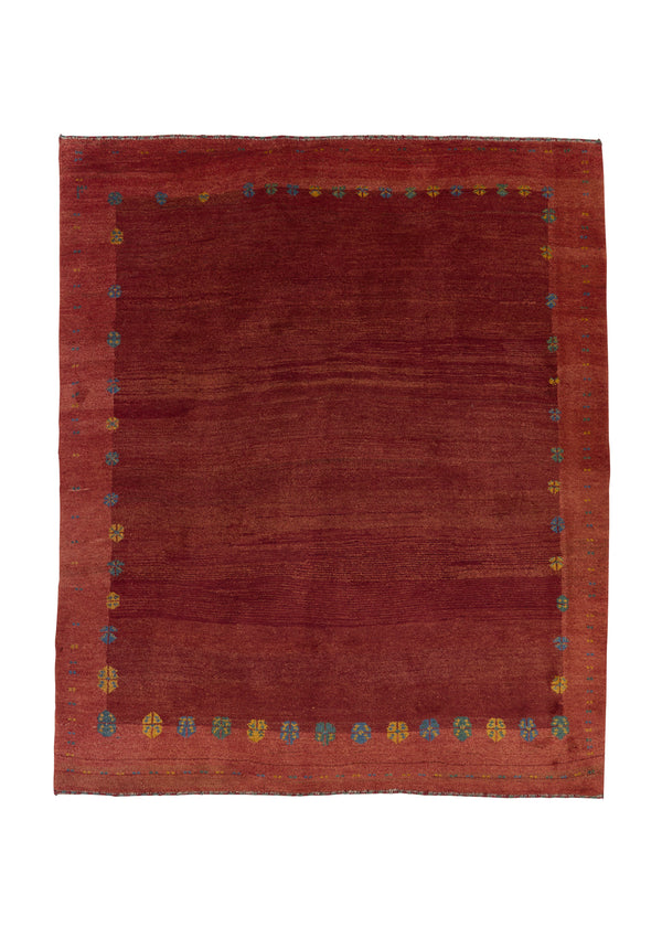 31137 Persian Rug Gabbeh Handmade Area Tribal 6'3'' x 7'5'' -6x7- Red Open Design