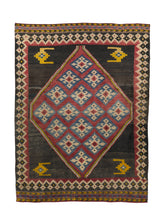 31271 Persian Rug Gabbeh Handmade Area Tribal 6'11'' x 9'5'' -7x9- Brown Red Geometric Design