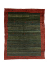 31277 Persian Rug Gabbeh Handmade Area Tribal 7'9'' x 9'8'' -8x10- Green Pictorial Open Design