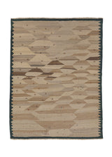 31301 Persian Rug Shiraz Handmade Area Tribal 5'1'' x 6'8'' -5x7- Whites Beige Geometric Kilim Design