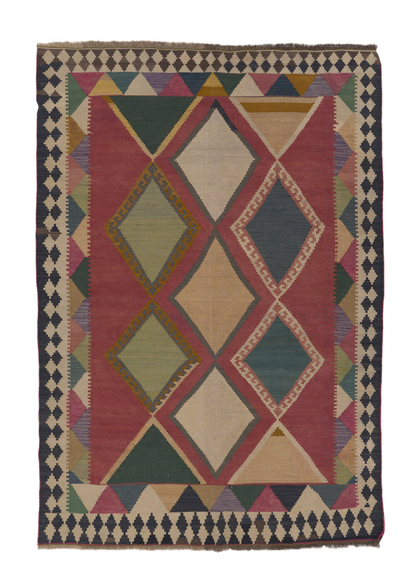 31399 Persian Rug Shiraz Handmade Area Tribal 5'2'' x 7'5'' -5x7- Multi-color Geometric Design