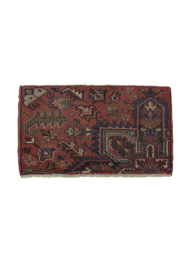 31503 Persian Rug Heriz Handmade Area Tribal 1'9'' x 2'10'' -2x3- Red Partition Geometric Design