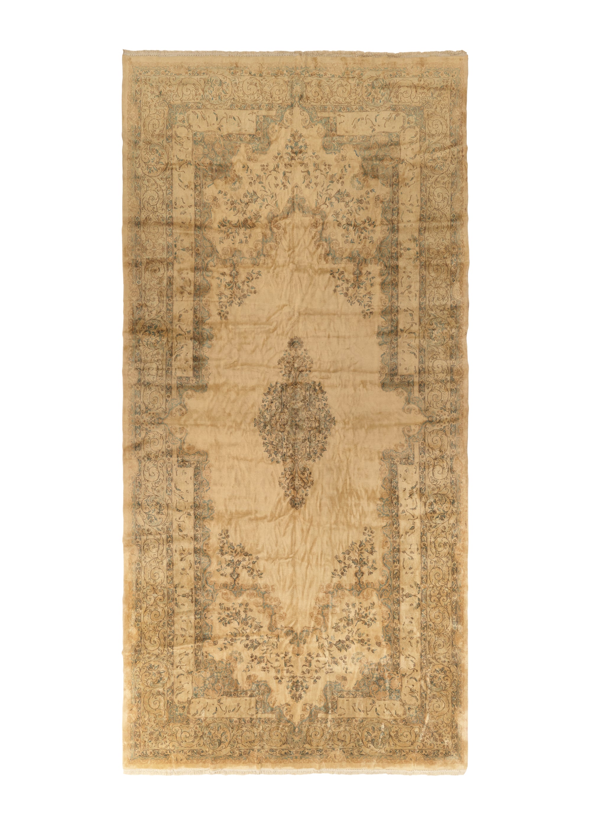 Persian Rug Kerman Handmade Area Vintage Neutral 10'6