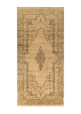 31513 Persian Rug Kerman Handmade Area Vintage Neutral 10'6'' x 21'0'' -11x21- Whites Beige Open Field Floral Design