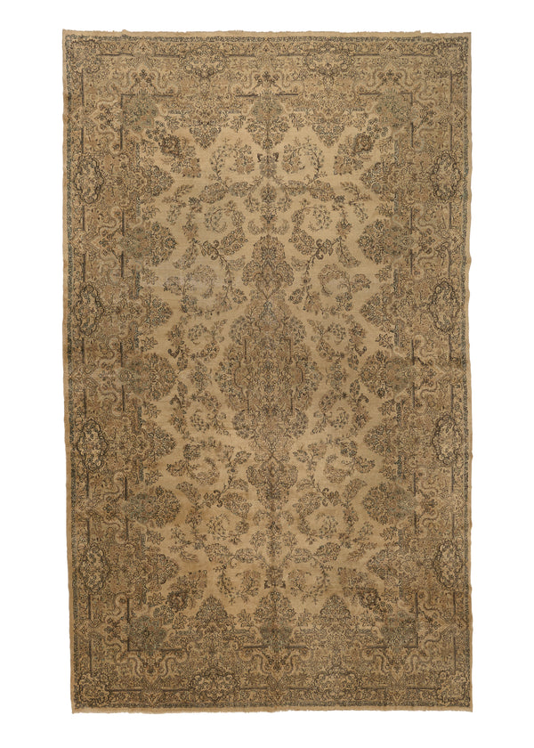 31515 Persian Rug Kerman Handmade Area Antique Neutral 10'1'' x 17'0'' -10x17- Whites Beige Floral Design