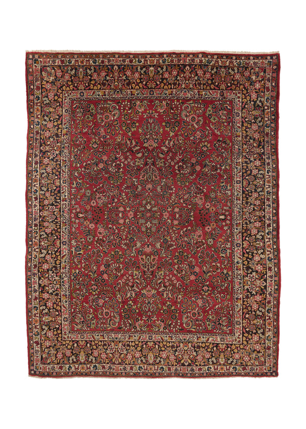 31523 Persian Rug Sarouk Handmade Area Traditional 9'1'' x 11'10'' -9x12- Red Floral Design