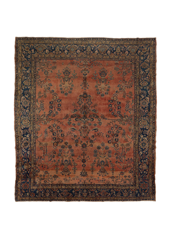 31658 Persian Rug Malayer Handmade Area Antique Tribal 9'9'' x 11'6'' -10x12- Red Blue Floral Design