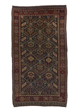 31673 Persian Rug Ghashghaei Handmade Area Antique Tribal 5'5'' x 10'0'' -5x10- Blue Red Geometric Design