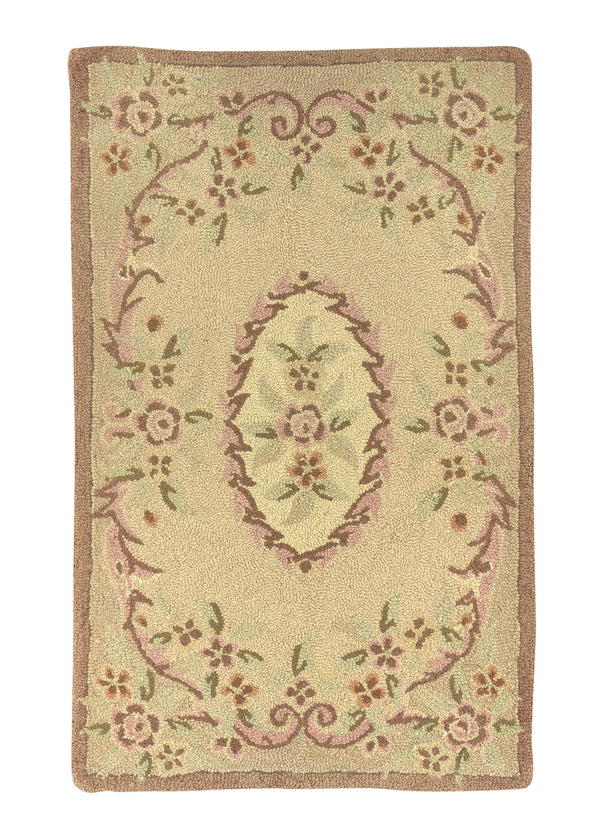 31679 Oriental Rug Chinese Handmade Area Traditional 3'0'' x 5'0'' -3x5- Whites Beige Floral Design