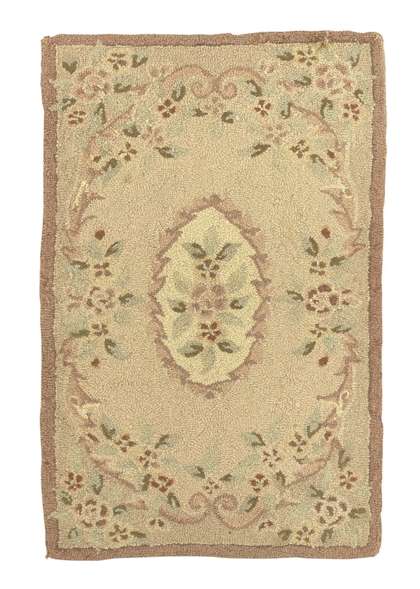31680 Oriental Rug Chinese Handmade Area Traditional 3'0'' x 5'0'' -3x5- Whites Beige Floral Design