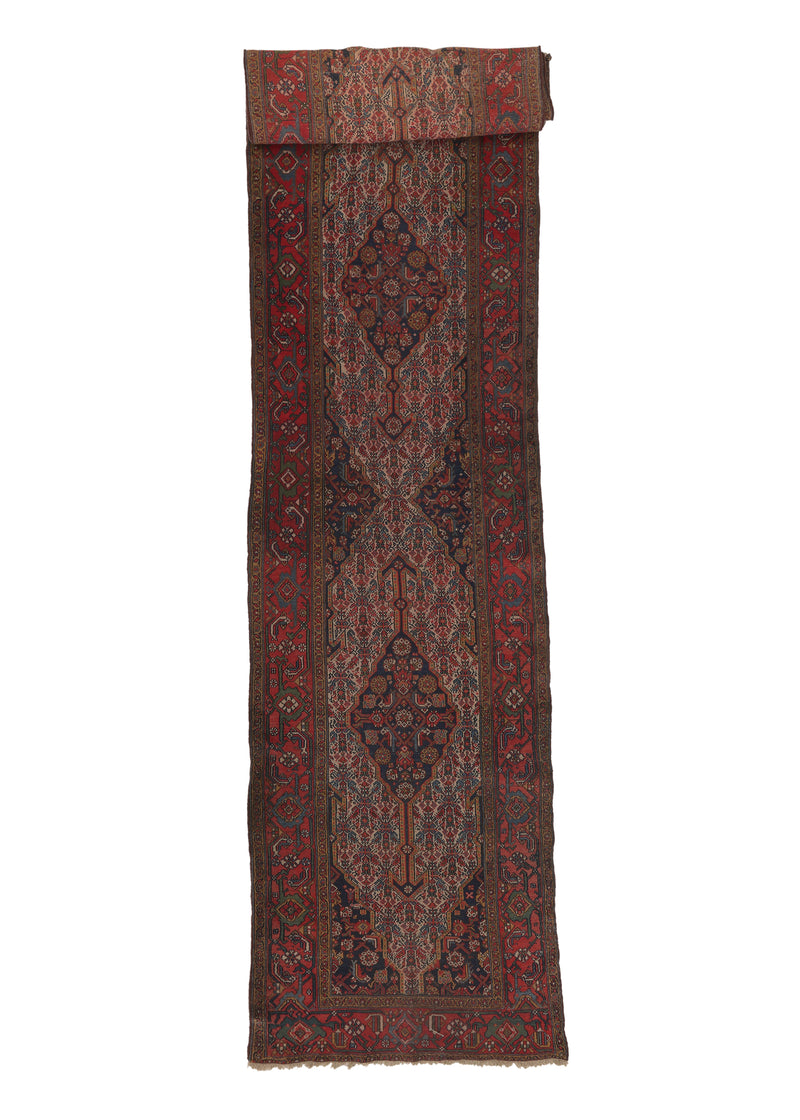 31692 Persian Rug Malayer Handmade Runner Antique Tribal 3'2'' x 16'2'' -3x16- Red Blue Floral Design