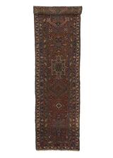 31693 Persian Rug Gharajeh Handmade Runner Antique Tribal 3'1'' x 18'5'' -3x18- Red Blue Geometric Design