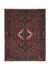 31748 Persian Rug Gharajeh Handmade Area Tribal Vintage 4'9'' x 6'2'' -5x6- Red Geometric Design